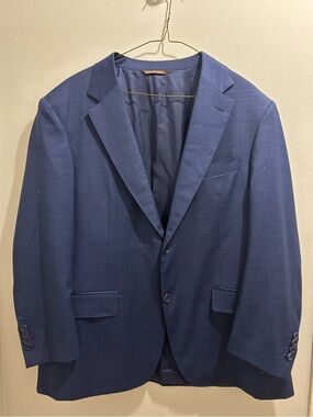 Canali Italian 100% Wool Blazer / Sport Coat - Navy Blue Grid - Size 44/46